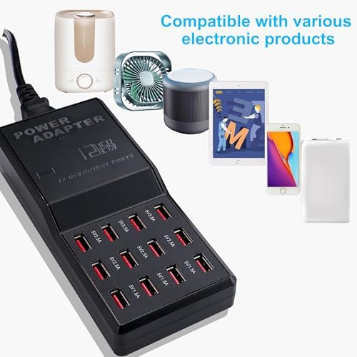 65 W 12-in-1 USB-C Charging Station for i Phone 16 Pro/Max, Mac Book Pro/Air & i Pad Pro | High-Speed Multi-Device Desktop Charger with 12 USB-C Ports & 5 ft Flat Power Cord | Perfect for Home & Office Efficiency and Clutter-Free Charging Solution