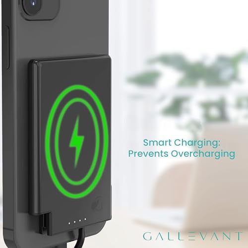 Magnetic Ultra-Slim 5000 m Ah Power Bank with Integrated USB-C Cable – Lightweight Travel Charger for i Phone 15 & Android Devices, TSA Compliant, Effortless Charging with Adhesive Magnet for Ultimate Convenience