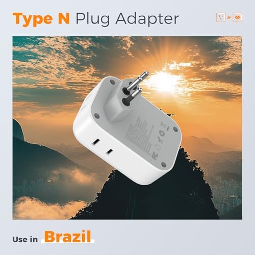 TESSAN Universal European Travel Power Adapter – 3 High-Speed USB Ports (2 USB-C) & 4 AC Outlets for Seamless Device Charging Across France, Germany, Spain, Greece & More – Compact Multi-Port Solution for Global Travelers – Ultimate Type E/F Plug Converter for Efficient Connectivity