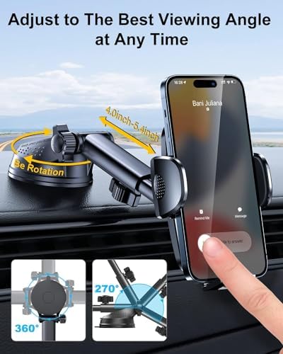 3-in-1 Phone Holders for Your Car [2025 Most Stable and Flexible Suction Cup] Vent Dashboard Windshield Cell Phone Car Mount Fit for iPhone, Samsung, All Phone – Enhanced Compatibility and Speed