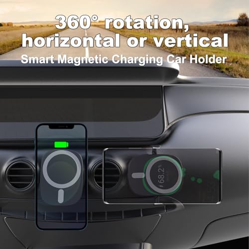 Qi for MagSafe Car Mount Charger,15W Fast Charging Dashboard Magnetic Cell Phone Holderor Your Car Clip 360° Rotation Air Vent,Cell Phone Car Mount for iPhone16/15/14/13/12 – Enhanced Compatibility and Speed