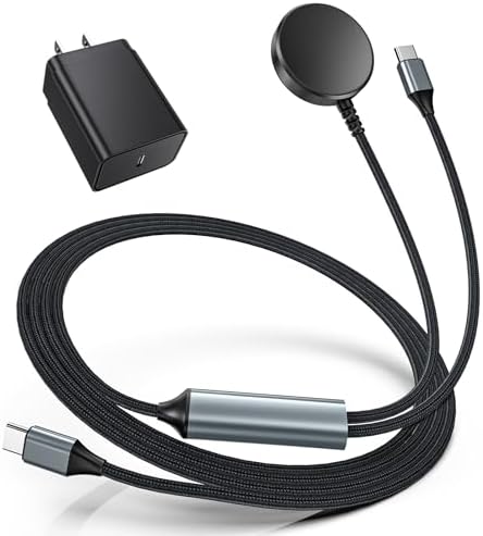 Revolutionary 2-in-1 Samsung Fast Charger for Galaxy Devices – 25 W USB-C Power Adapter with 4.9 ft Cable for Galaxy Watch Ultra/7/6/5/4/3 & S Series (S25/S24/S23/S22/S21/Note20/10) – Optimal Travel Solution for Quick & Efficient Charging
