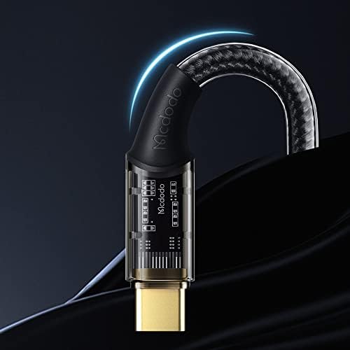 Elevate Your Charging Experience with the mcdodo 100 W USB C to USB C Fast Charging Cable – 5 A Power Delivery, 480 Mbps Data Transfer, and LED Display for Instant Status – Durable Nylon Braided Design for i Pad, Mac Book Pro/Air, Samsung Galaxy, Pixel, LG Android, PS5 – Unmatched Speed and Compatibility for Professionals and Gamers