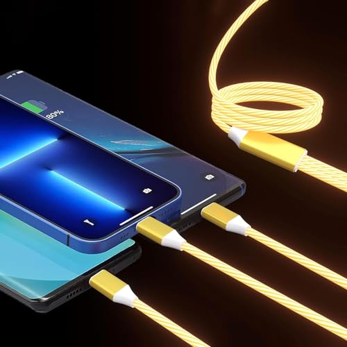 TISTIPPL 3-in-1 Illuminated Charging Cable – Fast Charge with Multi-LED Indicator, Universal Compatibility for Smartphones & Tablets, Durable & Portable Design Perfect for Travel and Daily Use