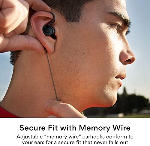 MEE audio M6 Sport Wired Earbuds – Premium Noise-Isolating Headphones with Dynamic Bass Sound, Sweatproof Design for Running and Workouts, Memory Wire Earhooks for Ultimate Comfort, 3.5 mm Jack Compatibility (Black) – Elevate Your Active Lifestyle with Unmatched Audio Quality