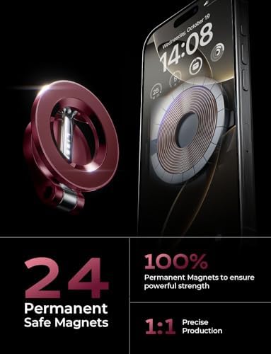 LISEN Mag Safe Ultra Magnetic Car Dashboard Phone Mount – Elegant Velvet Rouge Finish for i Phone 16 Pro Max & More, Secure Hands-Free Driving Accessory, Perfect for Tech Lovers, Seamless Navigation & Call Management, Durable & Stylish Design for Every Vehicle