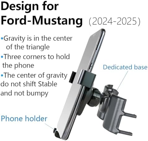 Premium Car Phone Holder for 2024-2025 Ford Mustang Coupe & Convertible – Secure Dashboard Mount for Effortless Navigation & Enhanced Driving Experience – Tailored Fit, 360° Rotation, Easy Installation, Universal Smartphone Compatibility – Elevate Your Interior Aesthetics with Durable Auto Accessory