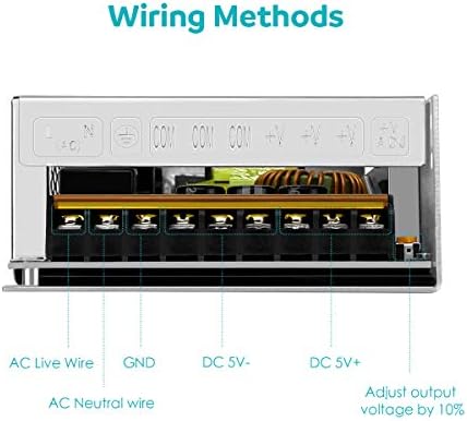 Aclorol 5 V 70 A Universal Power Supply – 350 W High-Efficiency AC to DC Transformer for LED Strips, CCTV Cameras, and Security Systems – Versatile Power Adapter with Rapid Switching Technology and Enhanced Compatibility for Optimal Device Performance