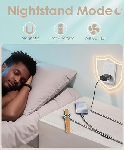 Effortlessly Power Up Your Galaxy Devices with the 25 W 2-in-1 Fast Charger – Optimized USB-C Solution for Charging Galaxy Watches and S20 to S24 Smartphones Simultaneously – Compact 3 ft Cable for Enhanced Portability and Performance Mastery