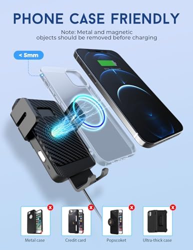 MOKPR 15 W Wireless Car Charger & Auto-Clamping Phone Holder – Fast Charging Dashboard & Windshield Mount for i Phone 15/14/13 Series & Samsung S23/S22/S10 – Effortless One-Hand Operation with Enhanced Safety Features for Seamless Navigation and Hands-Free Calls