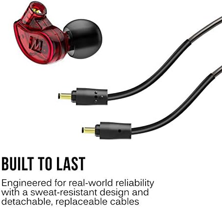 MEE audio M6 PRO In-Ear Monitor Headphones – 2 nd Gen Model with Superior Sound Quality, Customizable Fit Memory Wire Earhooks, and Durable Replaceable Cables for Professional Musicians – Noise Isolation Earbuds with Dual Cord Options (Black) – Perfect for Live Performances and Studio Recording