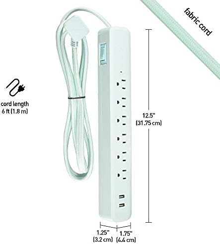 Globe Electric Designer Series 3-Outlet Power Strip in Chic Rose Finish – Stylish Surge Protector with Enhanced Compatibility and Fast Charging for Modern Homes and Offices