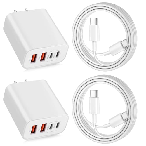Ultra-Fast 4-Port USB C Wall Charger for i Phone 15 – 40 W Multi-Device Power Hub with Two 10 FT USB C to C Cables – Compact & Portable Design for Effortless On-the-Go Charging – Perfect Compatibility with i Phone 15 Series, i Pad Pro, and More – Reliable Safety Features for Optimal Device Protection