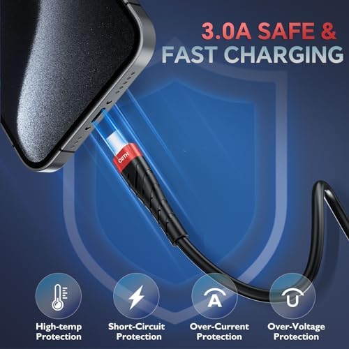 MFi Certified 6 Ft Lightning Charging Cable for i Phone – 3 Pack Fast Charging USB Cord, Durable Design for Enhanced Compatibility with i Phone 12/11/XS/Max/XR/X/8/8 P/7 P/6 & i Pad – Seamless Power-Up Experience