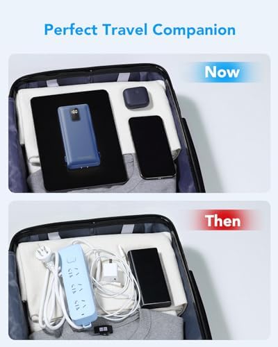 Charmast 10,000 m Ah Slim Power Bank with Integrated Cables & Fast Charging for i Phone and Samsung – Ultimate Travel Companion for On-the-Go Charging Needs with Built-in Convenience and Enhanced Device Compatibility