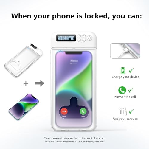 Cell Phone Lock Box with Timer,Portable Timed Phone Lock Box for iPhone and Android Phones, Self-Control Timer Phone Locker to Help Kids,Students Focus Back – Enhanced Compatibility and Speed