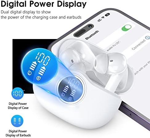 Unleash Superior Audio Performance with Sea Blue Wireless Earbuds – Featuring Bluetooth 5.3 for Rapid Connection, 40-Hour Endurance, Deep Bass Enhancement, and Noise Cancelling Technology – IP7 Waterproof for All-Weather Use with i Phone & Android Compatibility