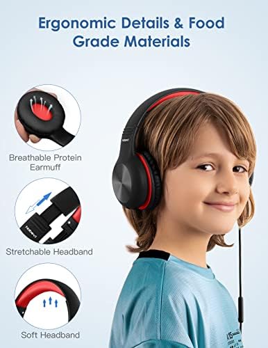 Premium Kids Over-Ear Headphones with Built-In Microphone – Safe Volume Control, Lightweight Dark Green Design for Online Learning & Travel, HD Sound Quality, Collaborative Audio Sharing Feature for Enhanced Learning Experiences