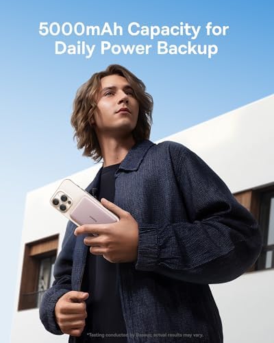 Baseus Picogo 5000 m Ah Ultra-Slim Magnetic Power Bank – Card-Sized Wireless Fast Charger for i Phone 16/15/14/13/12, Lightweight Alloy Battery Pack with USB-C Braided Cable for Effortless On-the-Go Charging