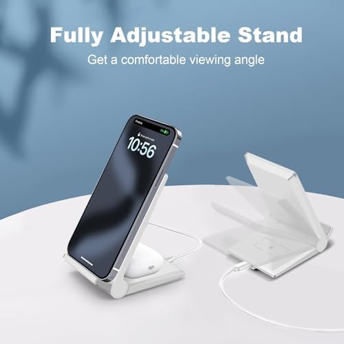 25 W Dual Wireless Charging Station – Foldable Fast Charger for i Phone 16/Pro/15/14/13/12/11/Plus/SE/X & Samsung/LG Devices – Portable Induction Pad with Air Pods Compatibility – Intelligent Overcharge Protection for Home & Office Use