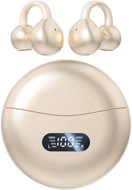 Transform Your Listening Experience with Innovative Clip-on Earbuds – Engineered for Comfort and Stability, Featuring Bluetooth 5.4 Connectivity and 60-Hour Battery Life – Perfect for Glasses Wearers and Active Lifestyles – Waterproof Design for Uninterrupted Workouts and Outdoor Adventures – Superior Sound Quality with Open Ear Design for Enhanced Awareness – Lightweight and Ergonomically Crafted for All-Day Wear – Ideal for Commuting, Exercising, and Enjoying Your Favorite Music Seamlessly