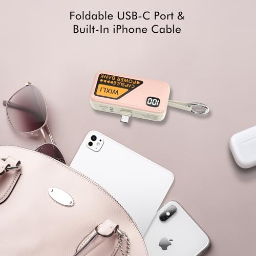 Compact 5000 m Ah USB-C Power Bank for i Phone 15 and 16 – Ultra-Lightweight Portable Charger with Built-in i OS Cable for Fast and Reliable Charging of Apple and Android Devices – Perfect for On-the-Go Power Solutions