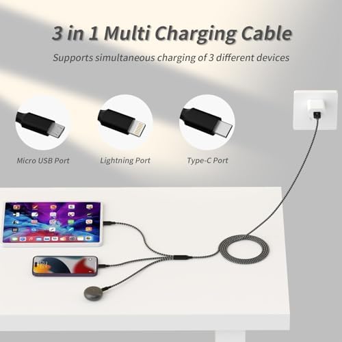 Versatile 4-in-1 Fast Charging Cable with E-Mark Chip – 65 W USB C Multi Charger for i Phone 16/15/14/13, i Pads, Android Devices & Tablets (4 FT) – Ultimate Solution for Quick Power Delivery and Enhanced Device Compatibility