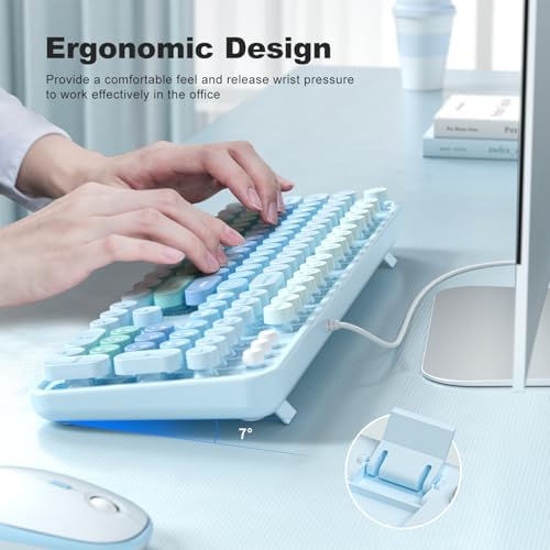 Retro-Inspired Full Size Typewriter Keyboard with Number Pad – Wired USB Keyboards for Windows 7, 8, 10, 11 | Enhance Your Typing Experience with Classic Charm and Modern Efficiency | Perfect for Home and Office Use