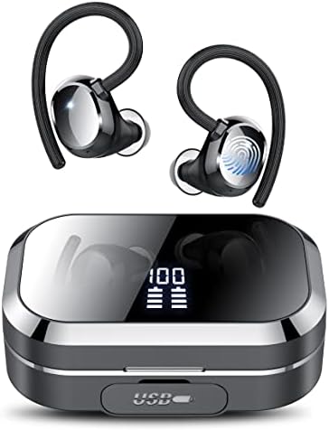 Unleash Your Sound with KT1 Bluetooth Earbuds: 120 Hours of Playtime, IPX7 Waterproof, Deep Bass 2.0 for Ultimate Sports Performance, Secure Earhooks for Active Lifestyles, Smart Digital Display for Battery Monitoring, Enhanced Device Compatibility – Perfect for Running, Gym Workouts, and Everyday Use