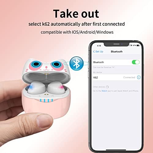 Kids’ Bluetooth 5.1 Wireless Earbuds – Adorable Waterproof Earphones with Dual Mics, 36-Hour Playtime, Hi-Fi Stereo Sound, and Gaming Mode – Perfect for Active Young Listeners and Learning on the Go