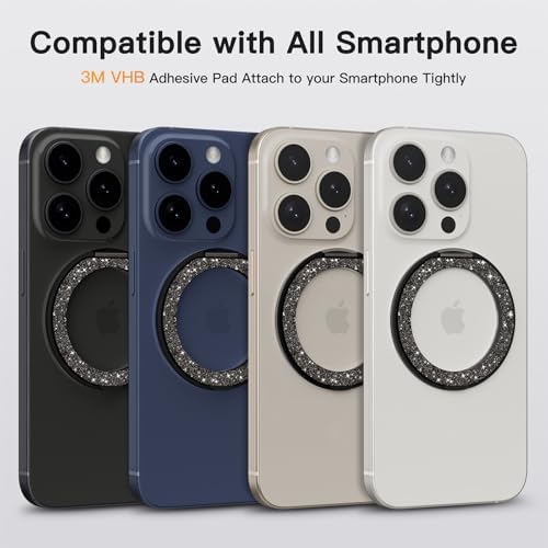 Advanced COOLQO 2-Pack 360° Rotating Phone Grip Ring Stand – Premium Magnetic Holders for Stress Relief & Enhanced Smartphone Stability – Universal Fit for All Devices – Elegant Silver Design for Car & Desk Use