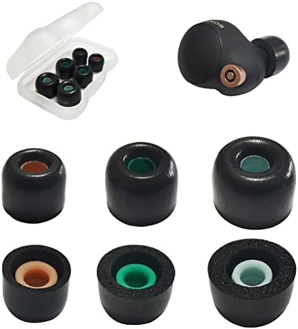 Upgrade Your Listening Experience with Memory Foam Ear Tips for Sony WF-1000 XM4, XM5 & Link Buds S – Superior Comfort & Sound Isolation – 3 Pairs Medium Black – Essential Replacement Accessories for Enhanced Audio Performance and Secure Fit