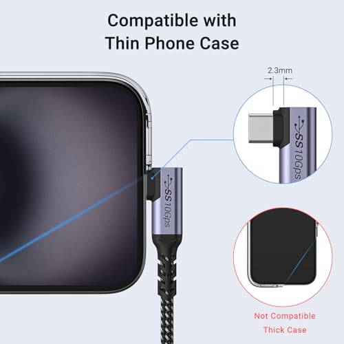 Right Angle Short USB 4 Cable Duo [1.5 FT] – 240 W Fast Charging & 40 Gbps Data Transfer with 8 K Video Support for i Phone 16, Mac Book & Galaxy S23 – Ideal for Compact Spaces and Enhanced Connectivity
