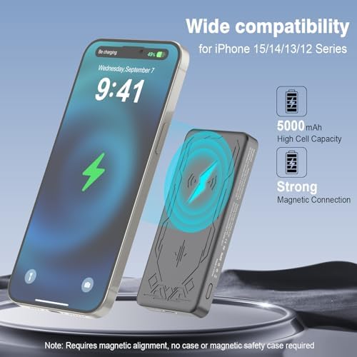 Compact Magnetic Power Bank – 5000 m Ah Wireless Charger with 20 W PD Fast Charging for i Phone 16/15/14/13/12 Pro/Mini/Max – Sleek Gold Design for Enhanced Portability and Compatibility
