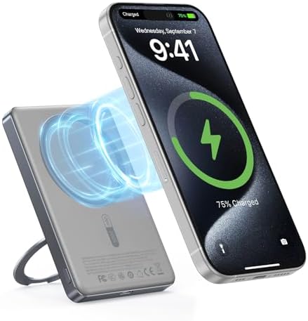 ORICO Kada5 Mag Safe 5000 m Ah Wireless Power Bank – Ultra-Slim Magnetic Charger with 360° Rotatable Stand & Type-C Cable – 20 W PD Fast Charging for i Phone 12-16 Series – Lightweight, All-Day Power Solution for On-the-Go Users