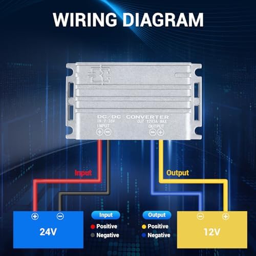 DROK High-Efficiency DC Voltage Converter – Adjustable 9-36 V to 12 V Step Up/Down Regulator, 3 A 36 W Power Supply for Solar Panels and RVs – Optimal Energy Management for Versatile Applications