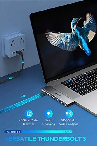 Supercharge Your Mac Book with Utech Smart 7-in-2 USB C Hub Adapter – Ultimate Multiport Solution Featuring Thunderbolt 3, 4 K HDMI, 100 W PD, and 3 USB 3.0 Ports for Seamless Connectivity and Fast Charging – Perfect for Professionals and Creatives on the Go
