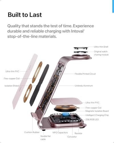 Intoval 3-in-1 Wireless Charging Station: Sleek Fast Charger for i Phone 16/15/14/13/12/11/X Pro Max, Apple Watch 10 Ultra/3 SE/9/8/7/6/5/4/3/2, and Air Pods Pro/4/Pro 2/3 – Ultimate Compatibility and Efficient Power Management in Stylish Silver Finish