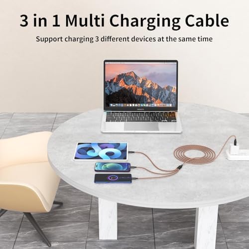 Ultimate 4-in-1 Fast Charging Cable – 65 W Multi-Device Charger with E-Mark Chip for i Phone 16/15/14/13, i Pad, and Laptops – High-Speed USB-C/Lightning Connectivity for Enhanced Performance and Versatility