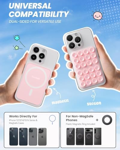 Klearlook Magnetic Suction Phone Mount Set – 4 Stylish Colors for Mag Safe Cases, Hands-Free Selfie Grip for Tik Tok & Content Creators, Lightweight & Portable, Secure Magnetic Attachment for Effortless Video Recording and Photography