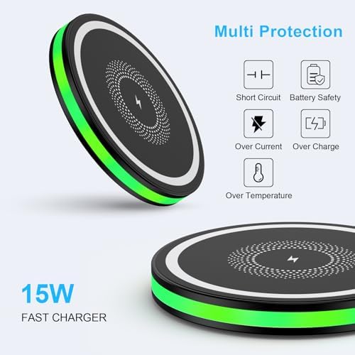 15 W Fast Wireless Charger for Samsung & i Phone – Universal Qi Charging Pad for Galaxy S25 Ultra, S24, S23, S22, S21, S20, S10 & i Phone 16 Pro Max, 15, 14, 13, 12 – High-Speed Charging with Intelligent Protection – Slim, Portable Design for Travel – Includes USB-A to USB-C Cable – Safe Overnight Charging for All Qi-Enabled Devices – Experience Up to 3 x Faster Charging with Smart Chip Technology – Ideal for Home, Office & On-the-Go Use – Compatible with Air Pods & Galaxy Buds – Perfect Gift for Tech Enthusiasts and Mobile Users
