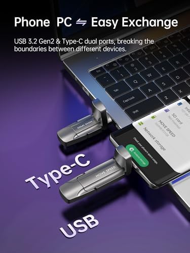 MOVE SPEED 128 GB High-Speed USB Drive – 1000 MB/s Read/Write Dual Interface SSD for i Phone 15, Mac Book & Android – Stylish Leather Case Included for Ultimate Portability and Protection