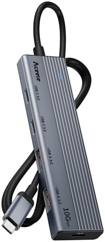 Revolutionize Your Connectivity with the Aceele 10 Gbps USB C Hub Splitter – Ultimate 4-Port Adapter Featuring Dual USB-A 3.2 & USB-C 3.2 for Mac Book Pro, i Mac, i Pad – High-Efficiency 100 W Power Delivery Charging – Seamless Device Integration for Swift File Transfers and Enhanced Productivity