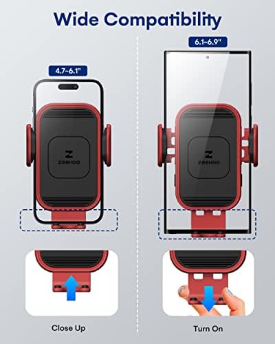 Zee Hoo 15 W Fast Wireless Car Charger with Auto-Clamping Phone Holder – Effortless One-Handed Operation for i Phone 15/14/13/12/11 Pro Max, Qi-Enabled Charging Mount in Sleek Black for Optimal Driving Convenience and Seamless Integration