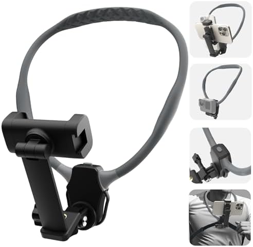 Beviliu Hands-Free Magnetic Neck Phone Holder for Seamless Content Creation – Ideal for Vloggers, Chefs, and Adventurers | Compatible with i Phone 12-16, Android, Go Pro, and Insta360 | Lightweight Adjustable Chest Strap for Comfort and Stability During POV Video Filming