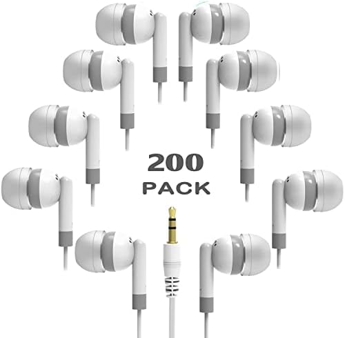 Bulk 100 Pack Classroom Earbuds – Lightweight and Durable Headphones for Enhanced Student Focus, Tangle-Free Design Perfect for Interactive Learning, Compatible with Tablets and Laptops, Ideal Audio Solution for Group Activities and Educational Presentations