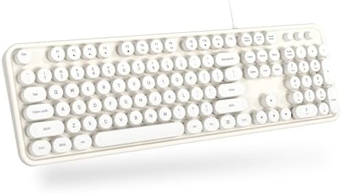 Experience Ultimate Clarity with the Large Print Wired Office Keyboard – 104 Full-Sized Typewriter Keys for Enhanced Visibility, Ergonomic Design, and Instant USB Plug & Play Compatibility for Windows and PCs – Perfect for Home and Office Use