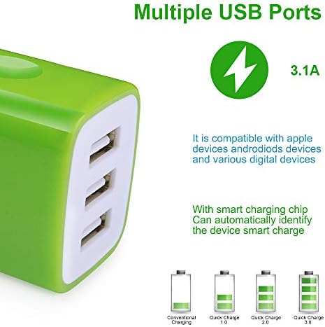 Sicodo 3-Pack USB Wall Charger Adapter – Universal 3.1 A Multi-Port Fast Charging Block for i Phone 16/15/14/13/12 SE/11 Pro, Samsung Galaxy S24/S23/S22/S21 Ultra, and Google Devices – Compact Travel Charger for On-the-Go Power Solutions