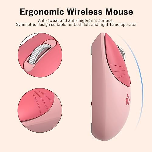 Adorable Pink Cat Wireless Silent Mouse – 2.4 GHz Plug and Play Optical Companion for Laptop & PC – Compact, Noise-Free Design Perfect for Home, Office, and Study Sessions – Cute Cat-Themed USB Nano Receiver Included