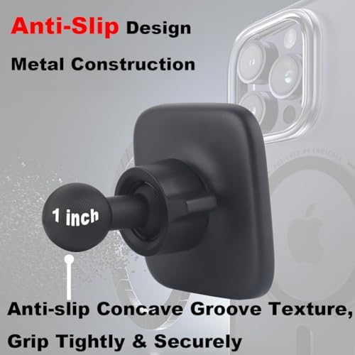 Mag Safe-Compatible Square Magnetic Phone Holder Base with 1″ Ball for i Phone 12-16 Series – Durable Aluminum RAM Mount Adapter for Enhanced Stability and Easy Navigation
